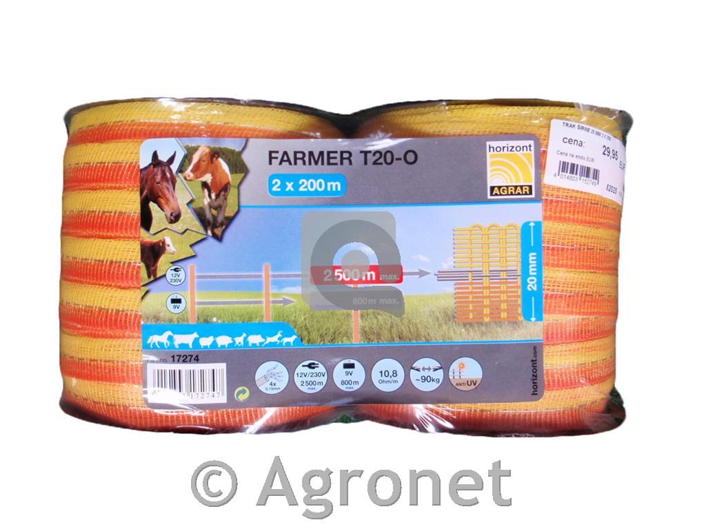 Trak Farmer 20 mm, 2 x 200 m oranžen
