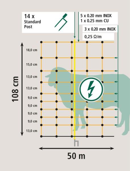 Palica za mrežo OviNet (dvojna konica) rumena 108cm