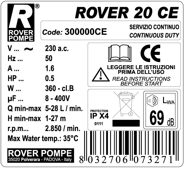 Pretočna črpalka Rover 20 CE