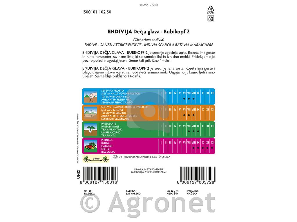 Endivija Dečkova glava, 10 g