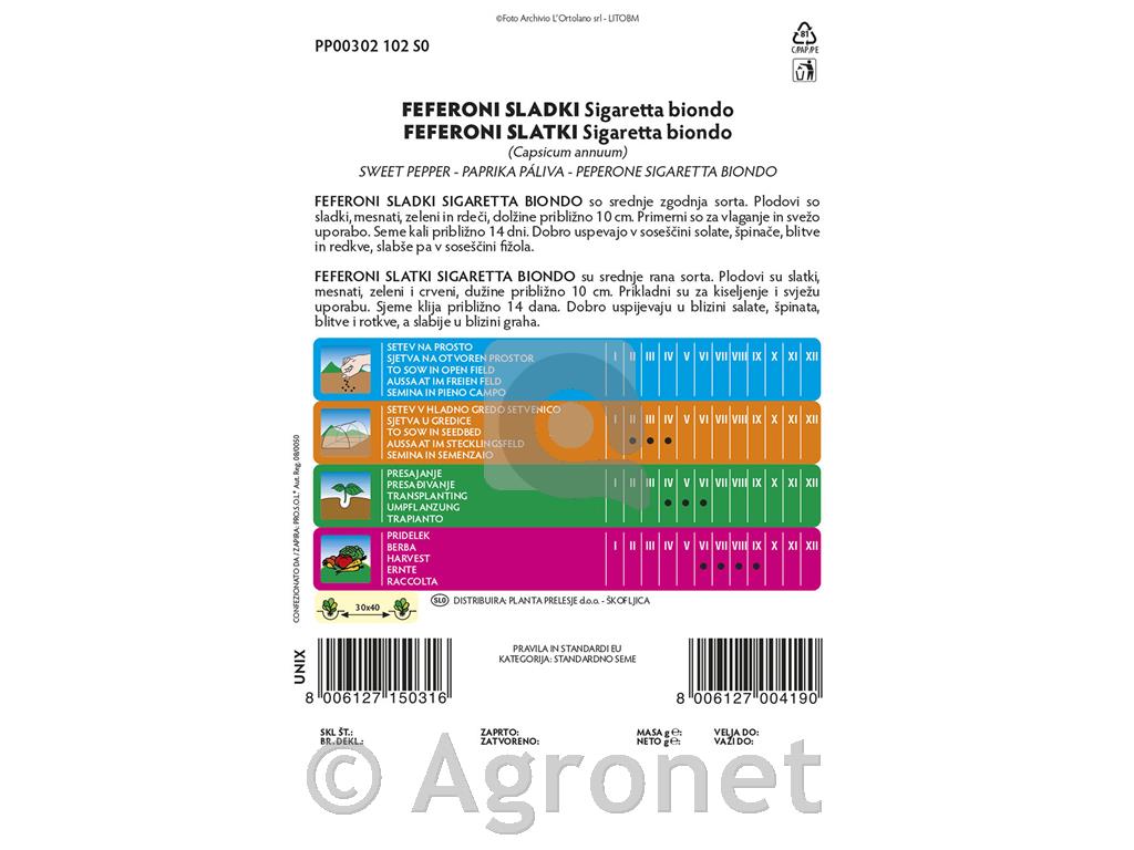 Feferoni sladki Sigaretta biondo, 2 g