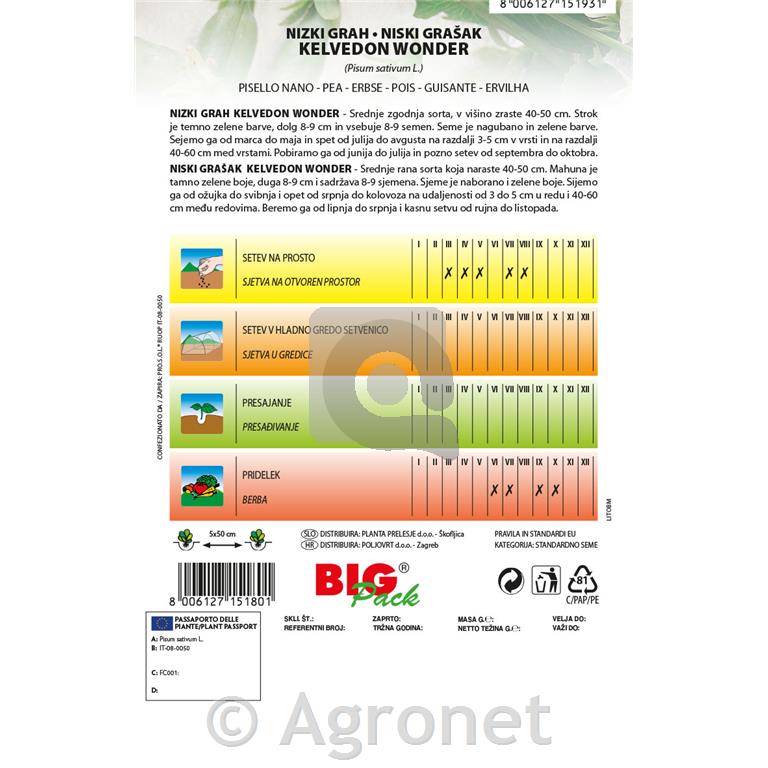 Grah nizki oglato zrnati Kelvedon 70g