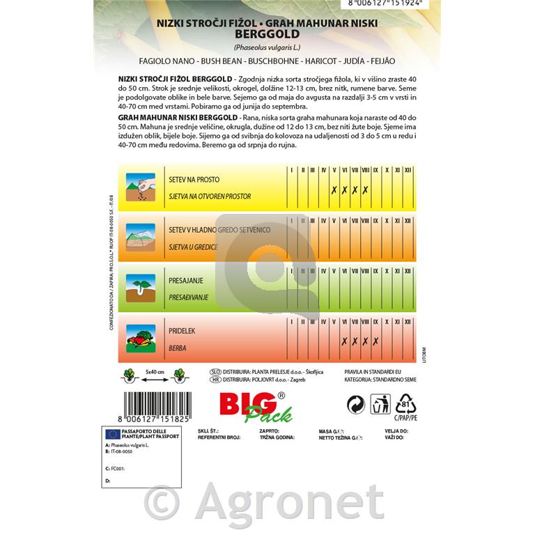 Nizki stročji fižol Berggold 70g