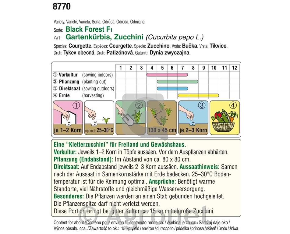Zucchini bučke Black Forest F1, 5g