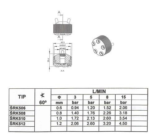 Petorna šoba 5/š keramična 0.8 mm